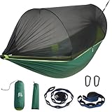 Miztli Camping Hammock -Portable Hammock w/Spacious Net & Tree Straps w/Adjustable Loops, Double and Single Hammock for Outdoor, Indoor, Hiking and Travel