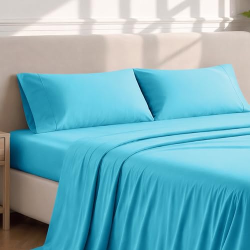Image of Bare Home Microfiber Pillow Cases - King Size Set of 2 - Cooling Pillowcases - Double Brushed - Aqua Pillowcases 2 Pack - Easy Care (King Pillowcase Set of 2, Aqua)