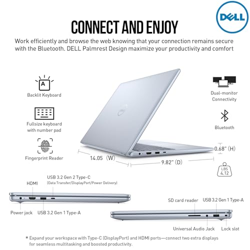 Image of Dell Inspiron 16 Touchscreen Laptop Computer, Intel Core 7 (> i7-1355U), 32GB DDR5 2TB SSD, 16 inch FHD+ Touch Screen, Windows 11 Pro, Backlit Keyboard, Wi-Fi 6E