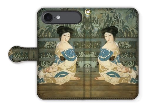 手帳型 iPhone17 Air互換 スマホケース 【世界の名画】 北野恒富 ☆日本画☆ 浮世絵 版画 アート 絵画 芸術 日本 和 和風 和柄 伝統 (浴後)