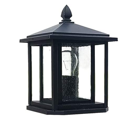 MYUYEE Lanterne de Jardin en Verre Noire Vintage éclairage d'extérieur borne Colonne Moderne Simple pour Parc Paysage extérieur étanche IP65 allée pelouse,