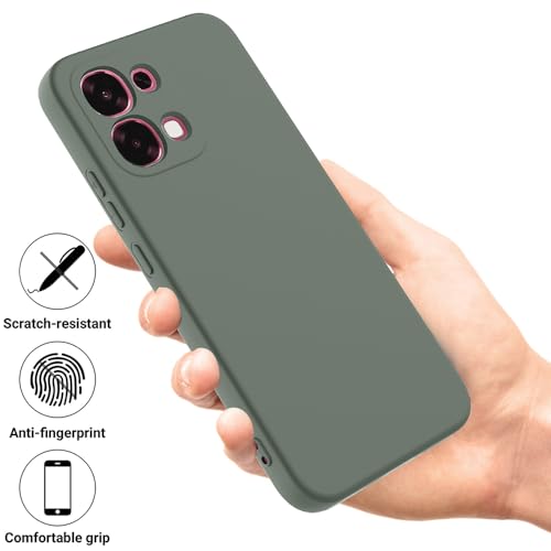 Image of Casotec Back Cover for Oppo F31 5G | Full Camera Protection | Premium Liquid Silicon Case | Flexible Bumper Case for Oppo F31 5G (Military Green)