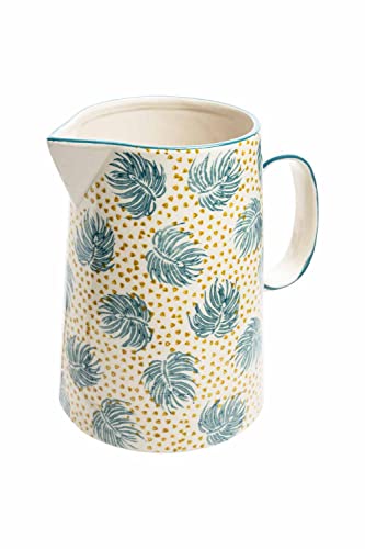 Caraffa, brocca in ceramica, vaso, brocca BOHO CHIC blu, 17,5 x 13 x 18 cm, 1500 ml