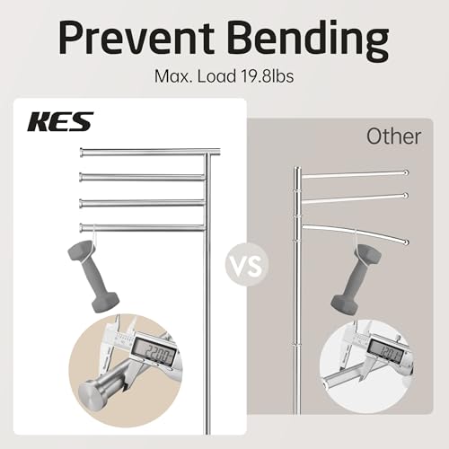 KES Free Standing Towel Racks for Bathroom, Towel Stand with Natural Marble Base, 40 Inch 4 Swivel Bars Floor Towel Rack Stand, Premium 18/8 Stainless Steel, Brushed Finish, BTH219S4-2 by KES - Image 4