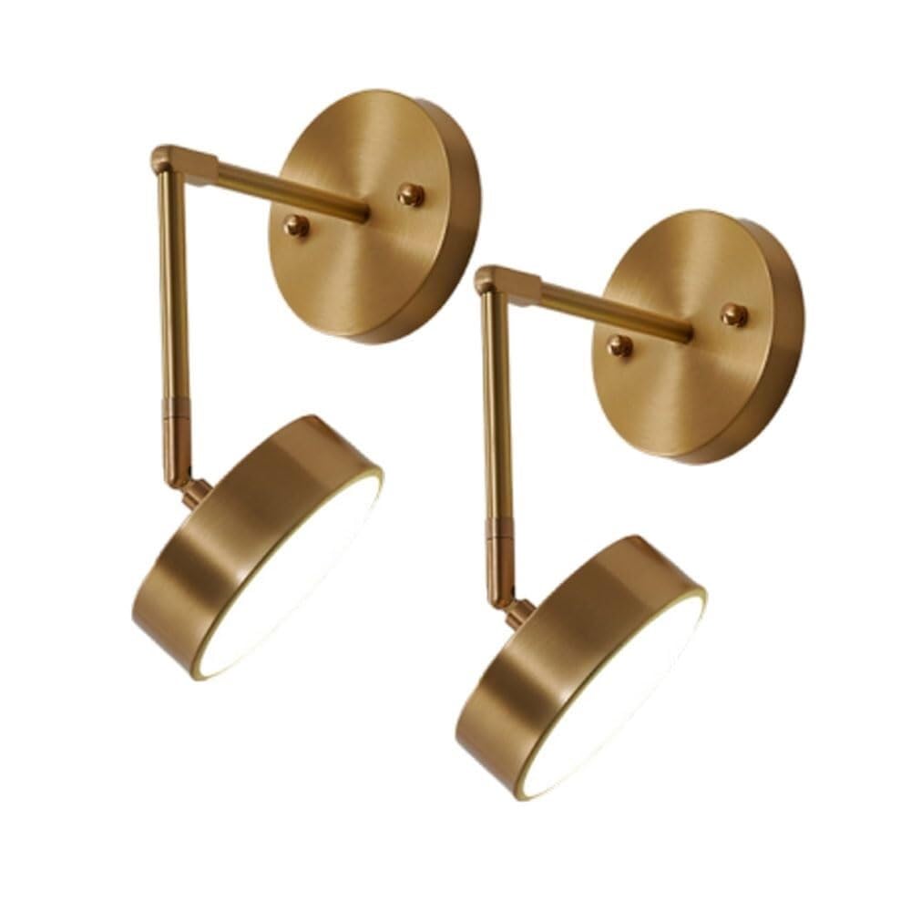 CWCQGH 2 Pack Brass Wall Lamp, Modern LED Wall Light Reading Light, Rotatable Bedside Reading Wall Sconce,3000K/4000K/6000K Adjustable, for Bedroom Living Room Study Room Dining Room Stairs Porch Hal