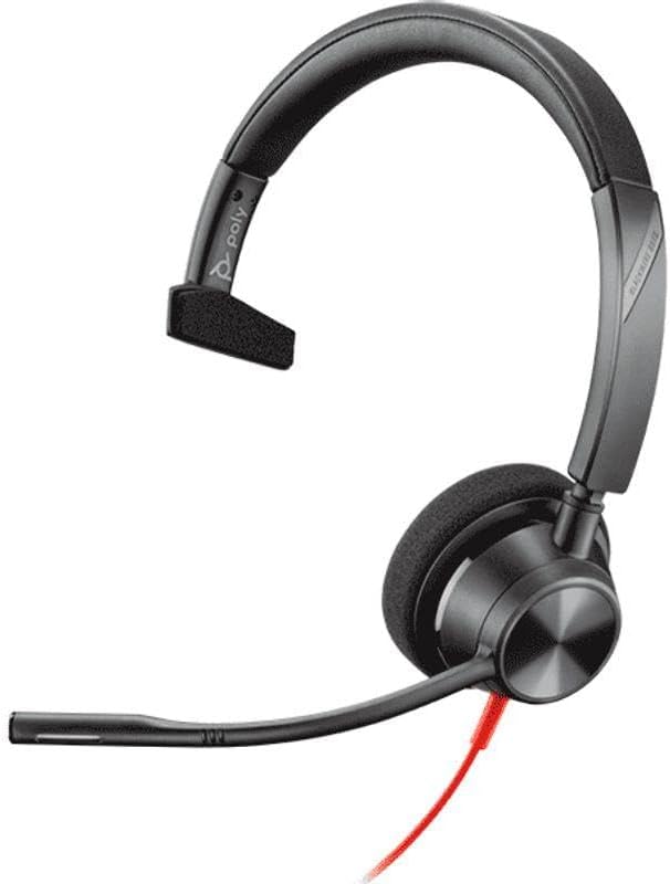 Plantronics Poly Blackwire 3310 headset showing microphone position