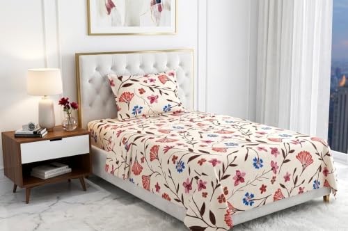 Image of Bombay Dyeing Epigram Printed Single Bed 100% Cotton Bedsheet Collection - (224X150) (G. Blue)