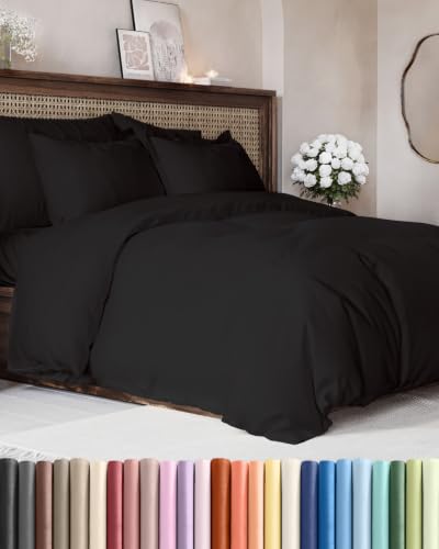 Image of Duvet Cover Super King Size - Soft 3 Piece with Zipper Closure - Black