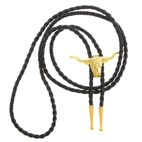 Image of HUABOLA CALYN Native American Bolo tie Rodeo Cowboy Leather Necktie Western Bolo ties for Men Women Necktie for Concert Fans