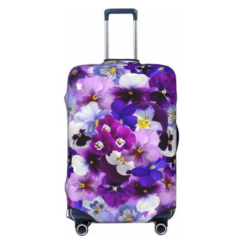 Purple Flower Print Luggage Suitcase Cover Protector Luggage Washable Covers With Concealed Zipper