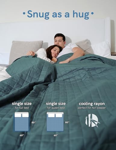Image of YnM Cooling Weighted Blanket for Adults, 20lbs Heavy Bed Throw for One Person of 190lbs, Perfect for Hot Sleepers or Warm Climates with Rayon /Glass Beads(60x80 Inches, Queen Bed, Sea Grass)