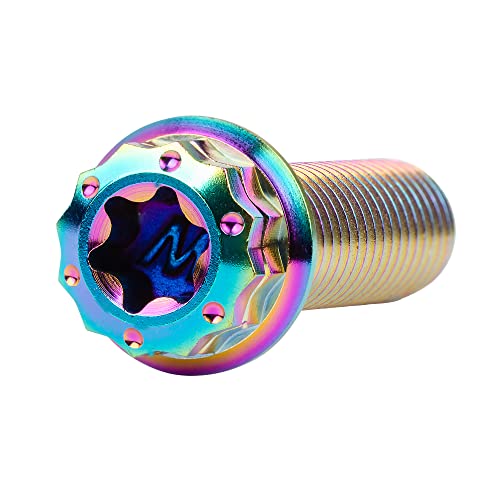 Image of Titanium Flange 12 Point Head M8 x15 20 25 30 35 40 45 50 55 60 65mm Screw Bolt Pack of 4 (M8x30mm, Rainbow)