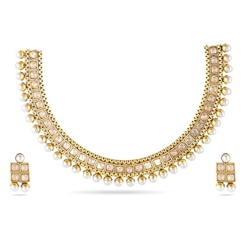 Image of Rubans Necklace Set Gold Plated Traditional Stylish Jewellery Gift for Women & Girls
