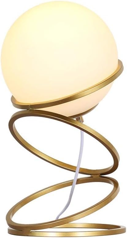 PATINS Curve Brass Glass Ball Table Lamp Home Deco Study Bedroom Nightstand Lamps Modern Kids Sleeping LED Night