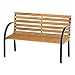 Produktbild Outsunny Gartenbank Sitzbank Parkbank 2-Sitzer Garten Stahl+Kiefernholz Natur B122 x T60 x H83 cm