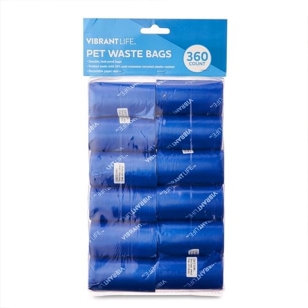 Dog Waste Bag Refills, Blue, 360 Count - These Convenient Waste Bags Fit Inside Standard Size Waste Bag Dispensers That You Can Clip To Your Keys, Bag, Or Pants
