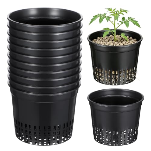 Macetas hidropónicas de plástico negro reutilizable con cultivo y drenaje uniforme pack 10 2