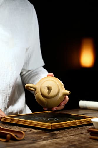 Image of Chinese Zisha Teapot Clay 230ml Small Chinese Gongfu Tea Pot Sesame Mud for Loose Tea Home Office (Pumpkin)