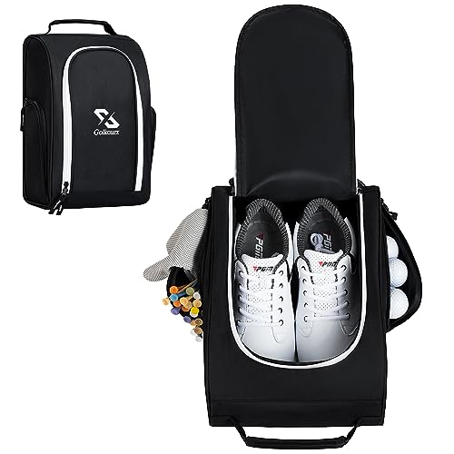 Golkcurx Golf Shoe Bag for Travel Zippered Sport Shoe Carrier Bags with Side Accessory Pockets for...
