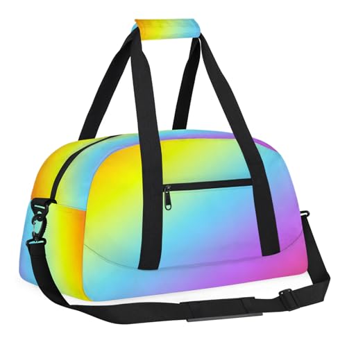Sports Duffle Bags Rainbow Gradient Travel Gym Bag Weekender Bags Waterproof Overnight Bag Carry On Bag for Dance, Yoga