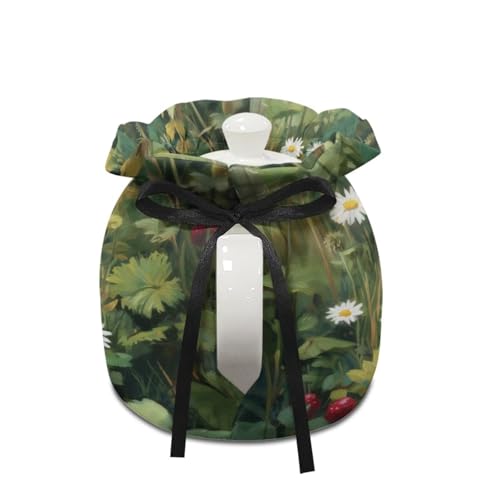 Image of Tea Cosy for Teapot Insulated Hedgehog Daisy Print Tea Pot Cozy Cover Portable Insulated Teapot Dust Cover with Drawstring