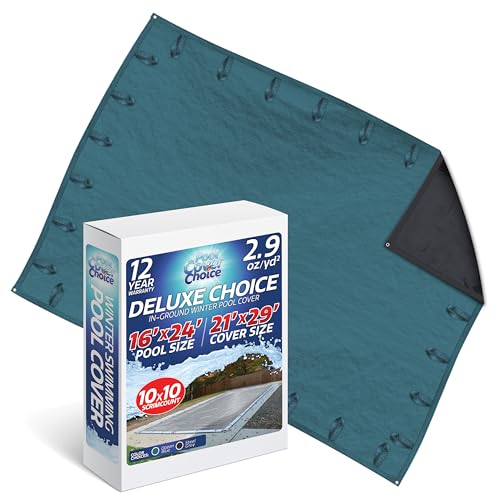 Winter Swimming Pool Cover for 16 ft x 36 ft Inground Rectangular Pool Size, Deluxe Choice Series, Solid Material, Color - Ocean Blue, Pool Cover Choice 581636RCHOICE