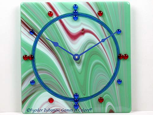 A decorative fused glass wall clock"Space Navigation"