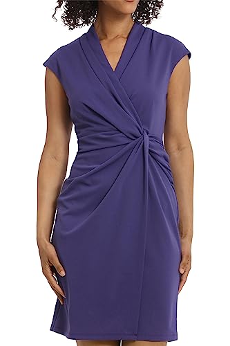 Maggy London Women's Wrap Look Twist Detail Cap Sleeve Dress Career Office Workwear Event Guest of4