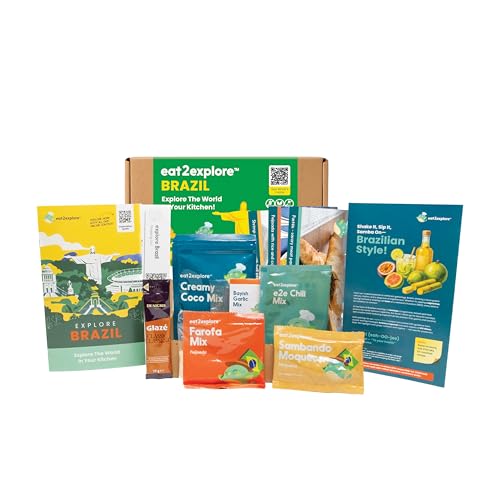 eat2explore Global Cooking Kit - Authentic Recipes, Essential Spices, Cultural Fun & Expert Drink Pairings - Perfect for Date Night and Dinner Parties (BRAZIL edition)