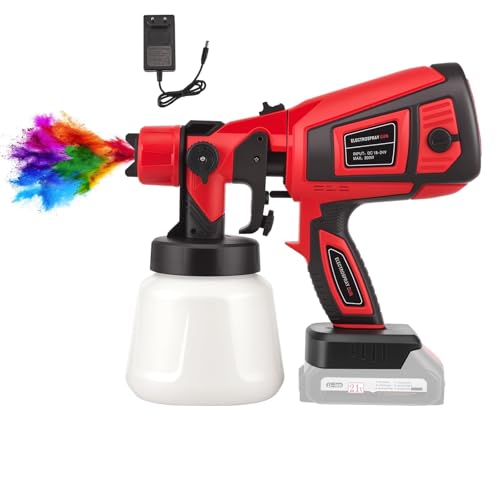 Pulverizador de pintura a batería de 200 W con depósito de 1000 ml, pistola de pintura eléctrica con 5 boquillas y 3 modos de pulverización para muebles, paredes, techos, interiores y exteriores