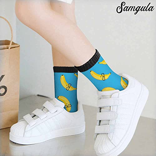 Image of Red Striped Crew Socks for Woman Size 6-8 Christmas Tree Moose Snowflake Dots Lines Girls Socks