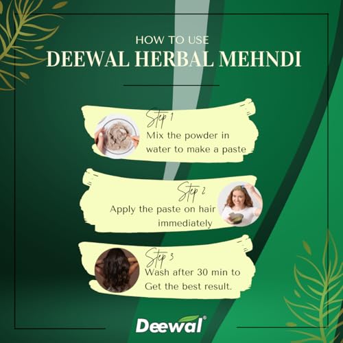 Image of Deewal Herbal Khadi Mehndi Powder (Pack of 2) | Hair Color & Conditioning | With Amla, Bhringraj, Neem & Shikakai | For Men & Women