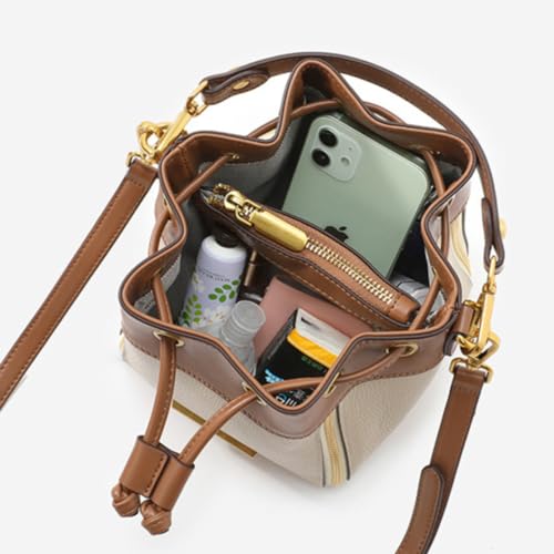 Bucket Shoulder Bag for Women with 2 Removable Straps Drawstring Top Handle Handbag Ladies Crossbody Bags (Black)4