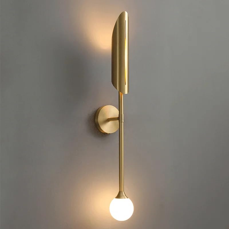 Image of Modern Gold Wall Lamp | 3-Color LED Wall Lights for Bedroom Living Room | 12W Indoor Fancy Wall Light Fixture | Sleek Home Decor Lighting