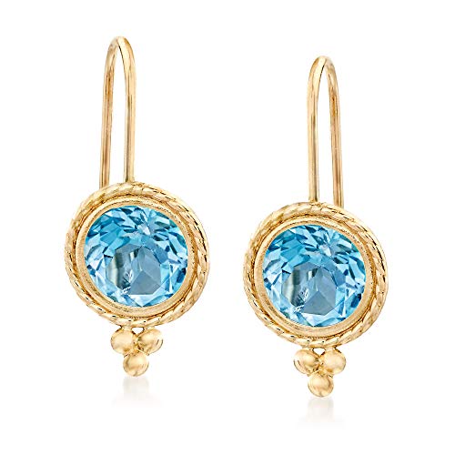 Ross-Simons 1.80 ct. t.w. Blue Topaz Drop Earrings in 14kt Yellow Gold