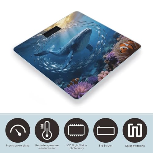 Báscula Digital de Baño con Diseño Oceánico y Pantalla LCD miniatura 3