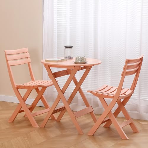 TAO ONE 3 Piece Patio Bistro Sets, Pink, Foldable Patio