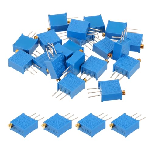 sourcing map 20Pcs 10K Ohm Multiturn Trimmer Potentiometer, 3296W Top Adjustable Variable Resistor High Precision Potentiometer for Precision Circuit Adjustment, DIY Electronics Projects