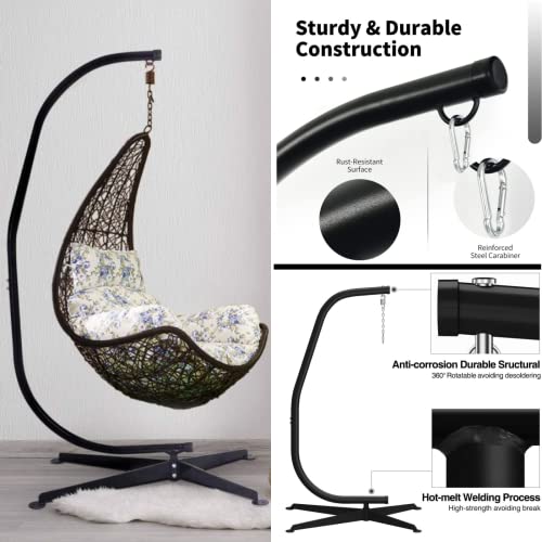 Hammock Chair Stand Hanging Chair Stand W/ Solid Steel Heavy Duty C Stand And Hook For Hanging Chairs, Swings, Loungers, Cocoon Chairs Great For Indoor/Outdoor Hanging Hammock Air Porch Swing Chair #TOP1