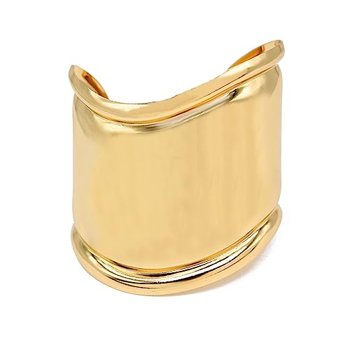 ABJFJE Fashion Exaggerated Wide Grooved Brushed Cuff Hinged Bangle Bracelets Smooth Punk Statement Gold Bangles Bracelet for Women Jewelry Gift Gold