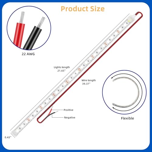 image for VIDLULTD Boat Marine Submersible Led Strip Lights, 4 Pcs 20 Inches 12V