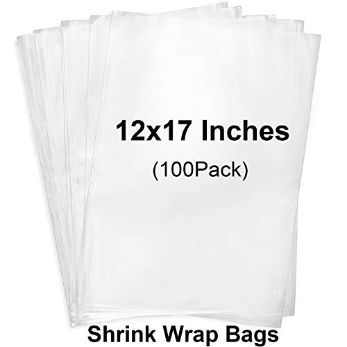 Shrink Wrap Bags,100 Pcs 12x17 Inches Clear PVC Heat Shrink Wrap for Packagaing