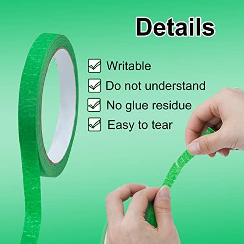 6 Rolls Green Masking Tape, Fine Line Tapes Painters Tape Artist Masking Tape 3mm/7mm/12mm Widex22 Yard Writable Masking Tape Automotive Masking Tape Premium Masking Tape for Painting and Decorating,