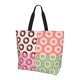 KUEhhhr Sac fourre-tout en forme de donut rose, sac de courses réutilisable, sac à bandoulière de grande capacité pour adultes et adolescents, Sac de courses Donut 7, Taille unique