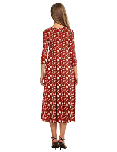 Image of HOTOUCH Women's 3 /4 Sleeve A-line and Flare Midi Long Dress