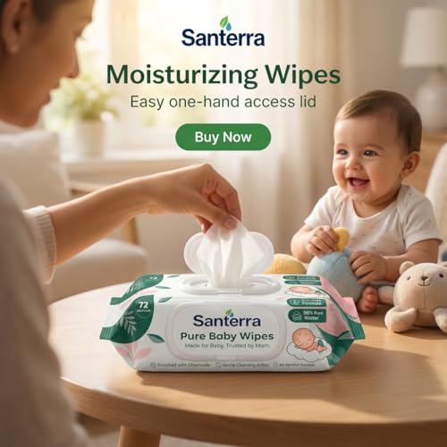 Image of Pure Baby Wipes with Chamomile, Aloe Vera & Vitamin-E, Pack of 2 (144 Wipes), Eco Safe Formula, Dermatologically Tested, Alcohol-Free, Paraben-Free for Newborns & Infants