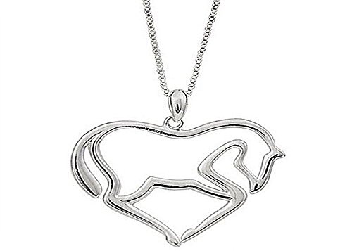 PINTI Zodiac Swift Heart Design Horse Pendant Charm Necklace Chain Gift Silver Color for Men & Women
