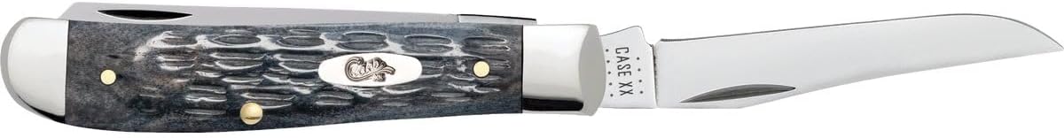 Case xx Pocket Worn Crandall Jigged Gray Bone Mini Trapper CV Steel Pocket Knife Knives, 58414