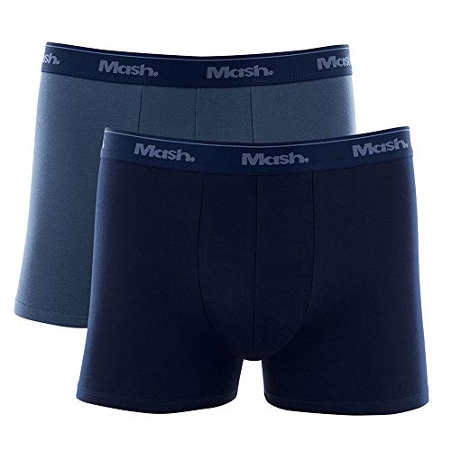 Kit 2 Cuecas Boxer Cot Liso El Bord, Mash, Masculino, Azul Jeans Escuro/Azul Marinho, G