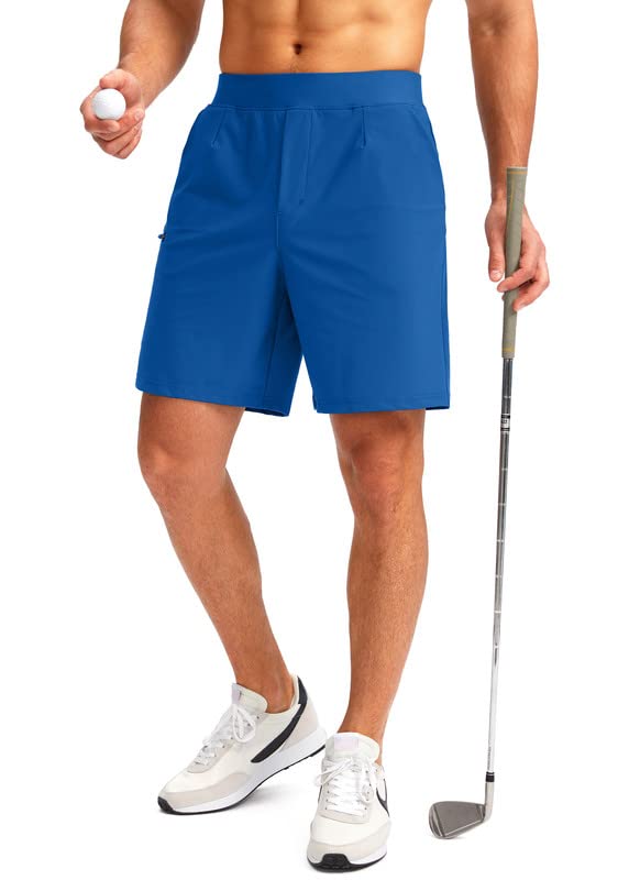 Viodia Mens 7 Golf Shorts with 5 Pockets Elastic Waist Dry Fit Stretch Shorts for Men Hiking Casual